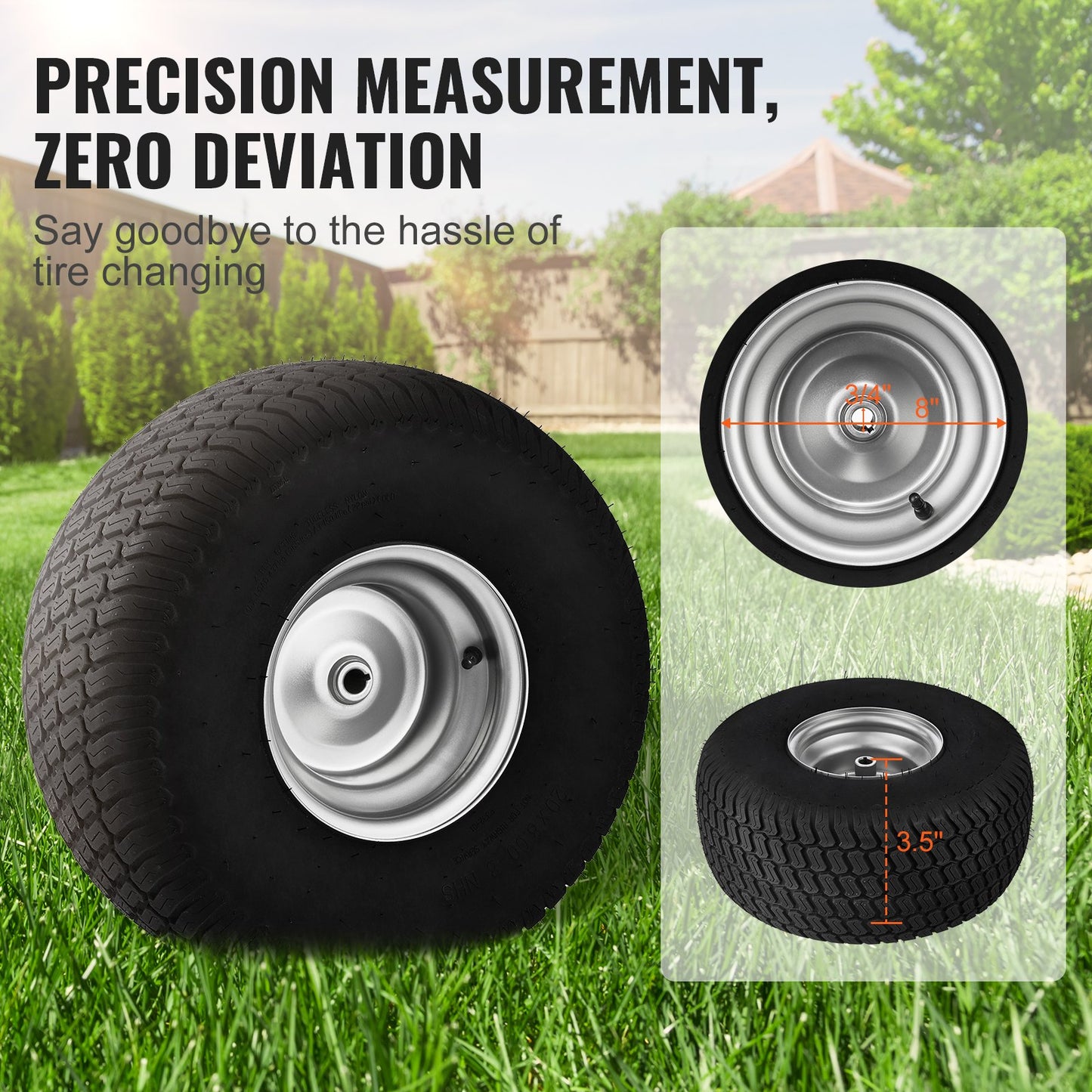20x8-8 Tubeless Lawn Mower Tires with Rim 2-Pack for Riding Mowers