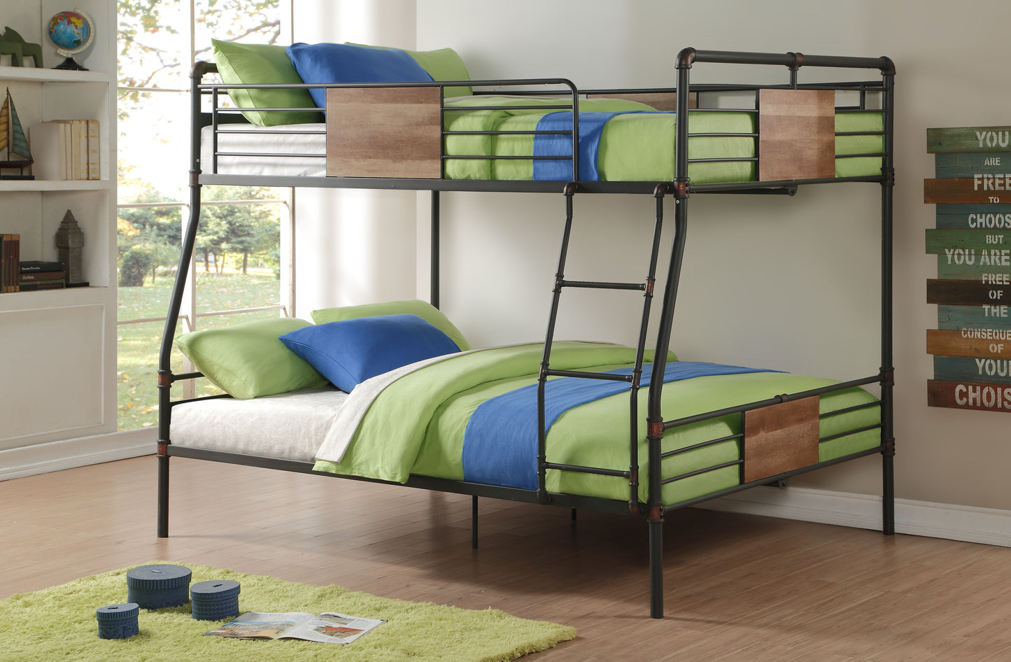 Full XL Queen Bunk Bed - Sandy Black & Dark Bronze Finish