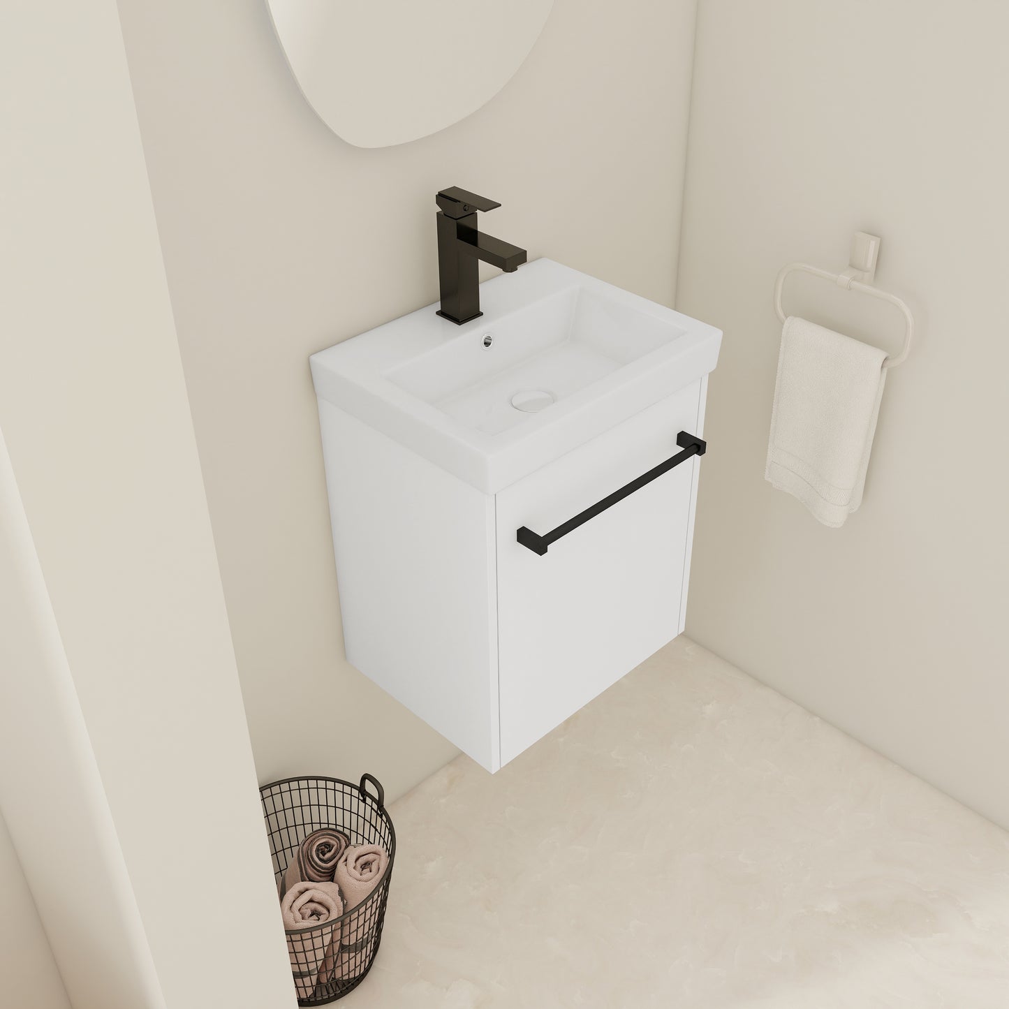 18'' Floating Wall-Mounted Bathroom Vanity With Ceramic Sink &