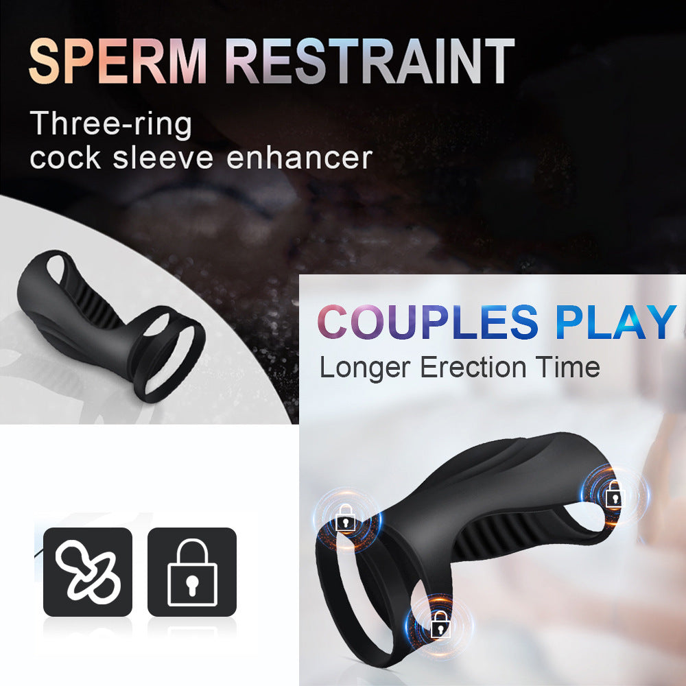 Silicone Penis Ring for Male Enhancement and Sperm Locking - Black