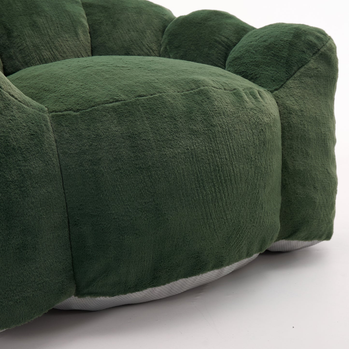 Adult Bean Bag Sofa with Pull Ring - Green Faux Fur