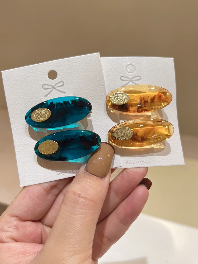 Oval Acetate Duckbill Hair Clip - 2 Piece Set