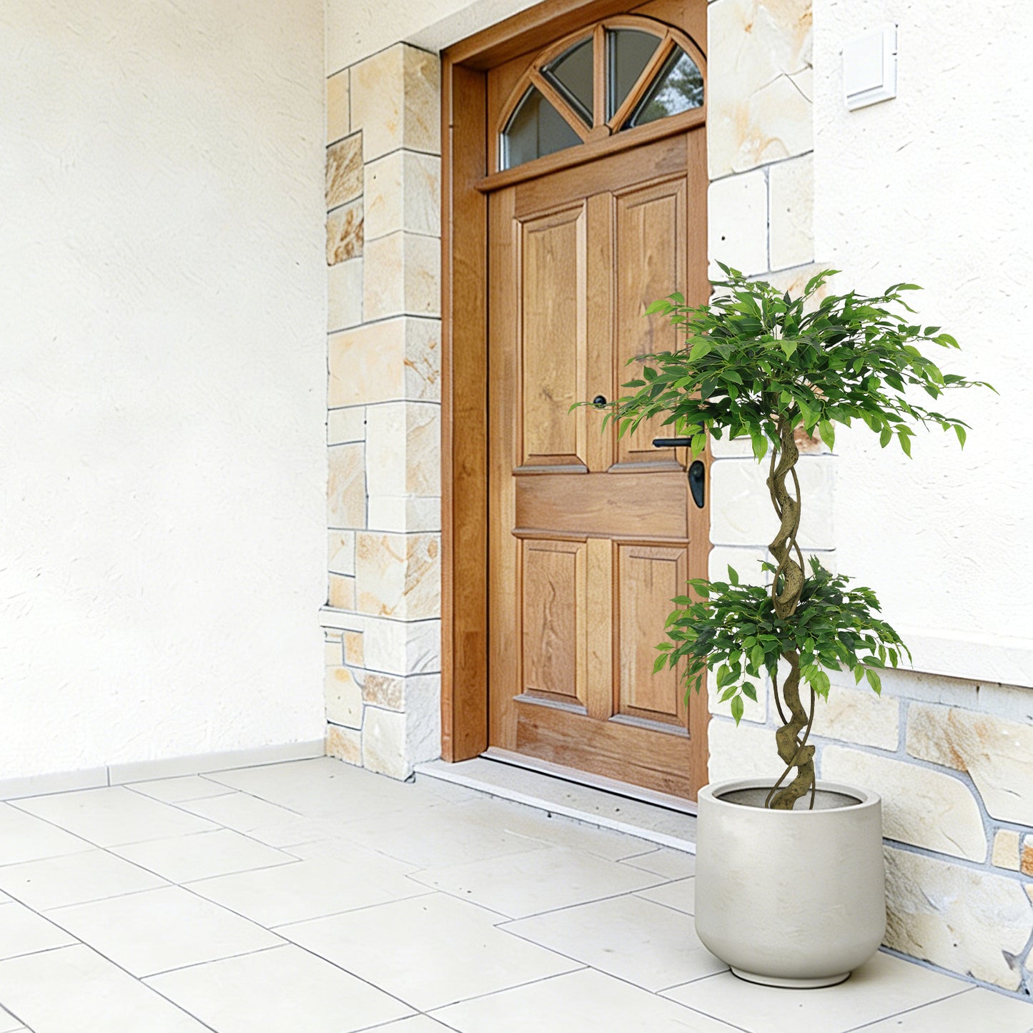 5.2FT Artificial Ficus Tree with Pot - Lifelike Faux Banyan Green