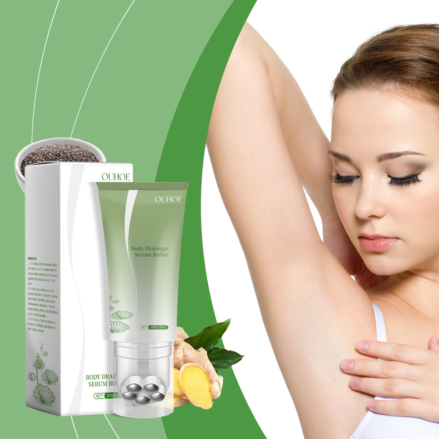 Firming Body Massage Cream with Ginger & Hyaluronic Acid - Moisturizing