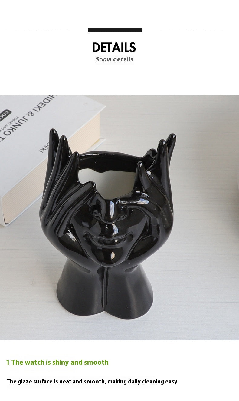 Black Ceramic Vase - European Style Home Decor Ornament