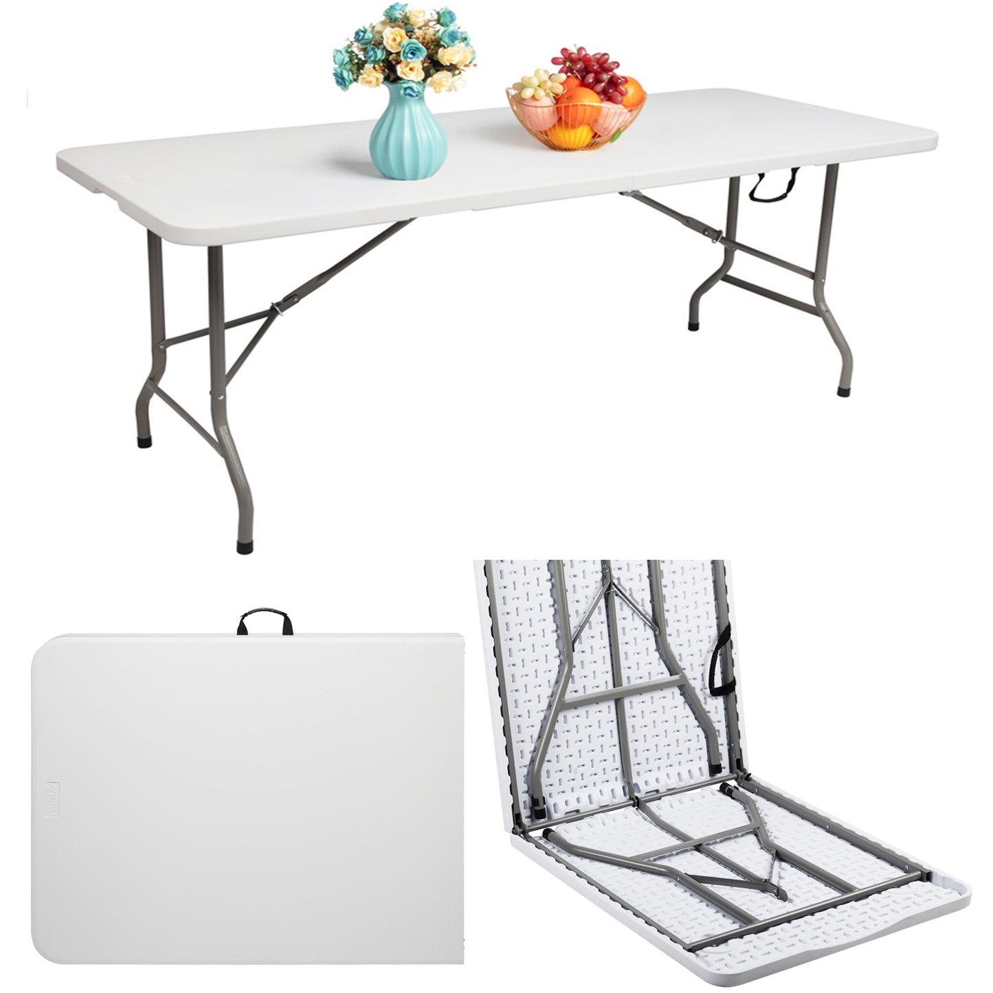 6ft Folding Table - Heavy Duty Portable for Indoor & Outdoor Use
