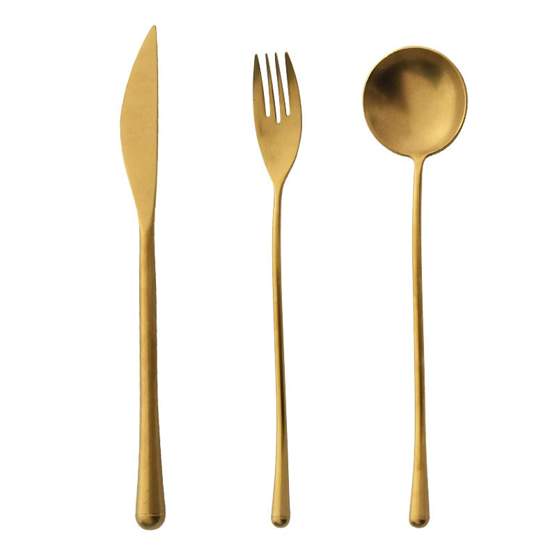Stainless Steel Stir Knife Fork Spoon Set - Japanese-Style Distressed Kitchen Utensils