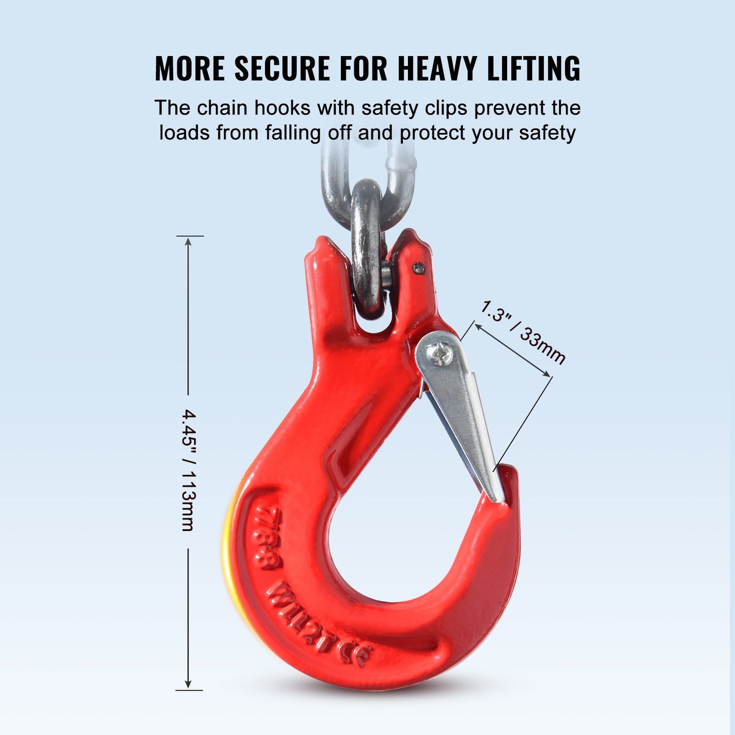 Heavy Duty G80 Chain Sling with Hooks - 11,000 lbs Load Capacity, 10 ft Long, Multicolor