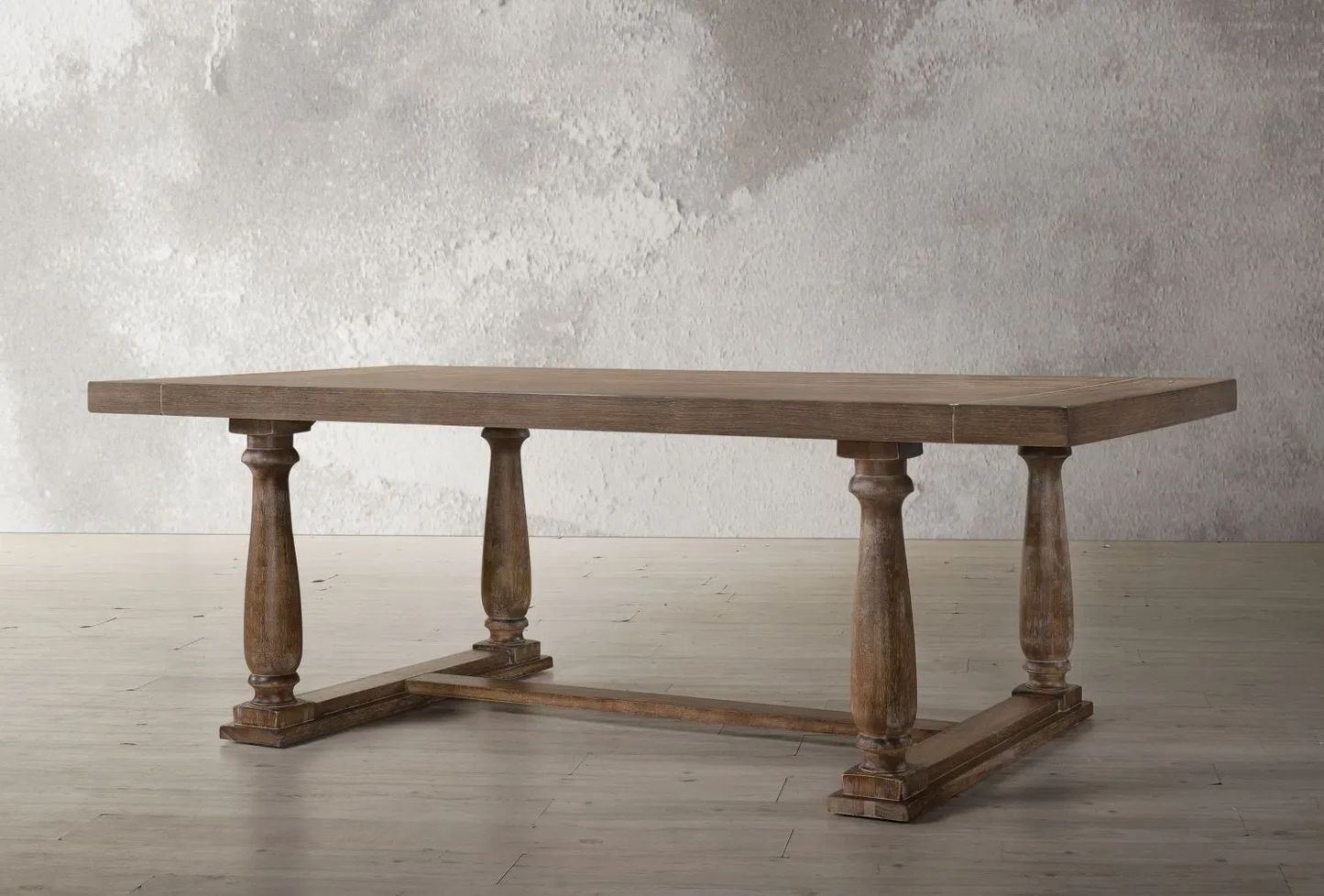 Weathered Oak Dining Table with Trestle Base - 42x84 in