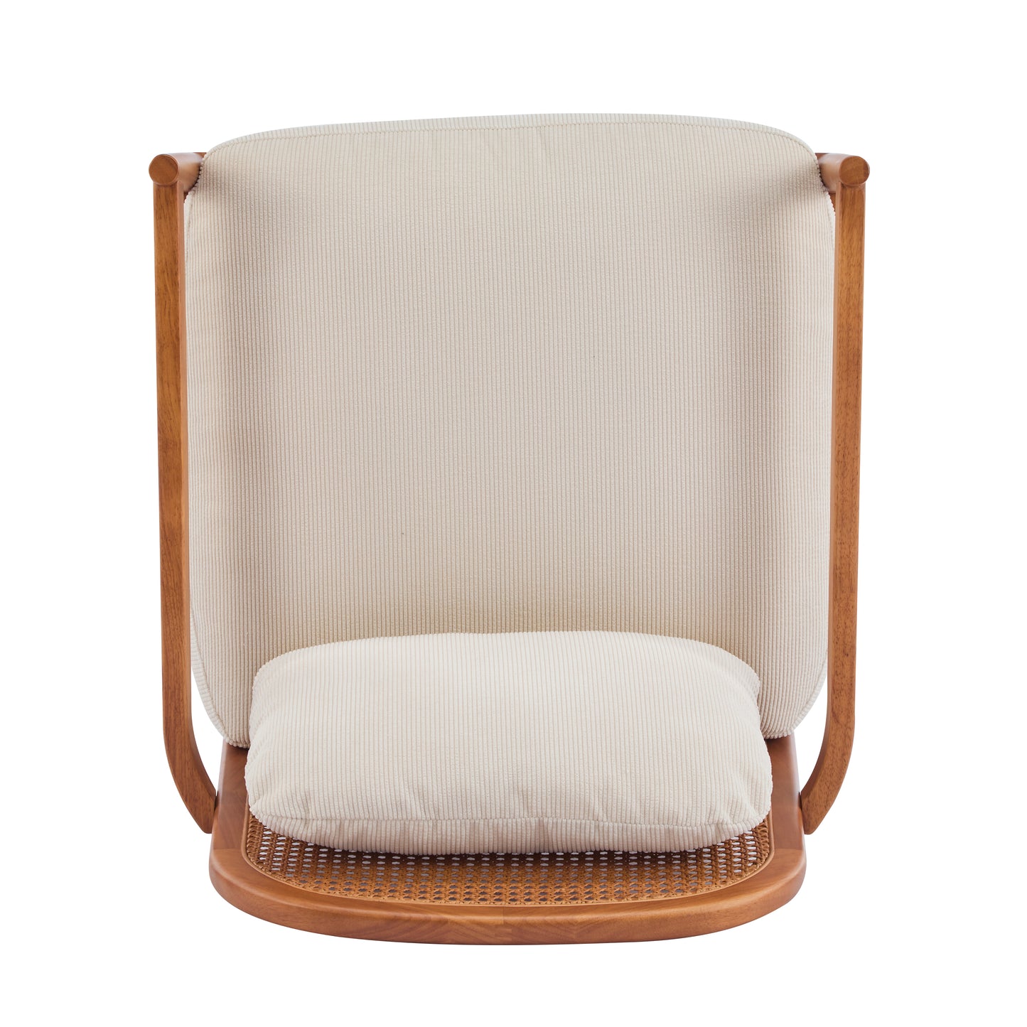 Mid-Century Modern Accent Chair Set - Solid Wood & Rattan, Beige