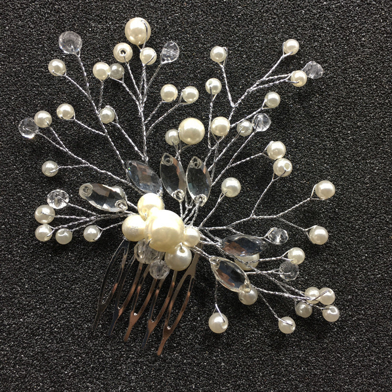 Bridal Pearl Hair Comb Wedding Hair Accessory with Silver or Gold Iron Wire