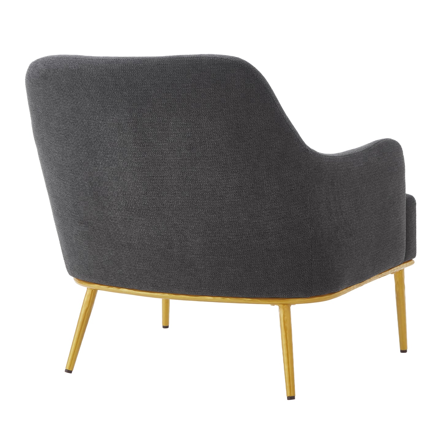 Modern Accent Chair with Curved Backrest and Gold Legs - Dark Gray