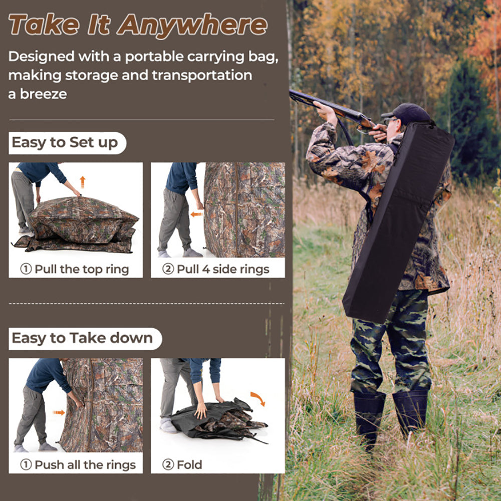 360-Degree One-Way See-Through Hunting Blind for 2-3 Persons - Camouflage