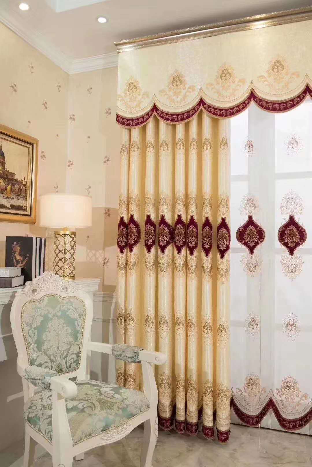 Velvet Rope Embroidered Curtain with Chinese Style Jacquard Fabric