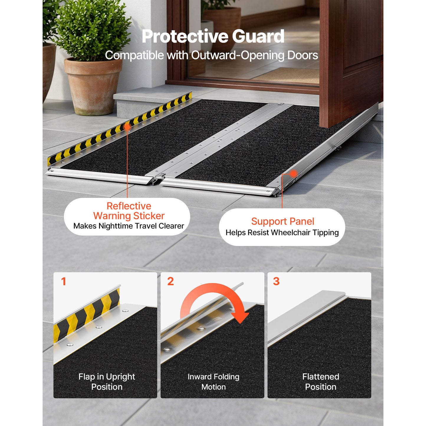 Portable Wheelchair Ramp 4FT Non-Slip Aluminum Folding Handicap Entry Ramp for Doorways and Curbs
