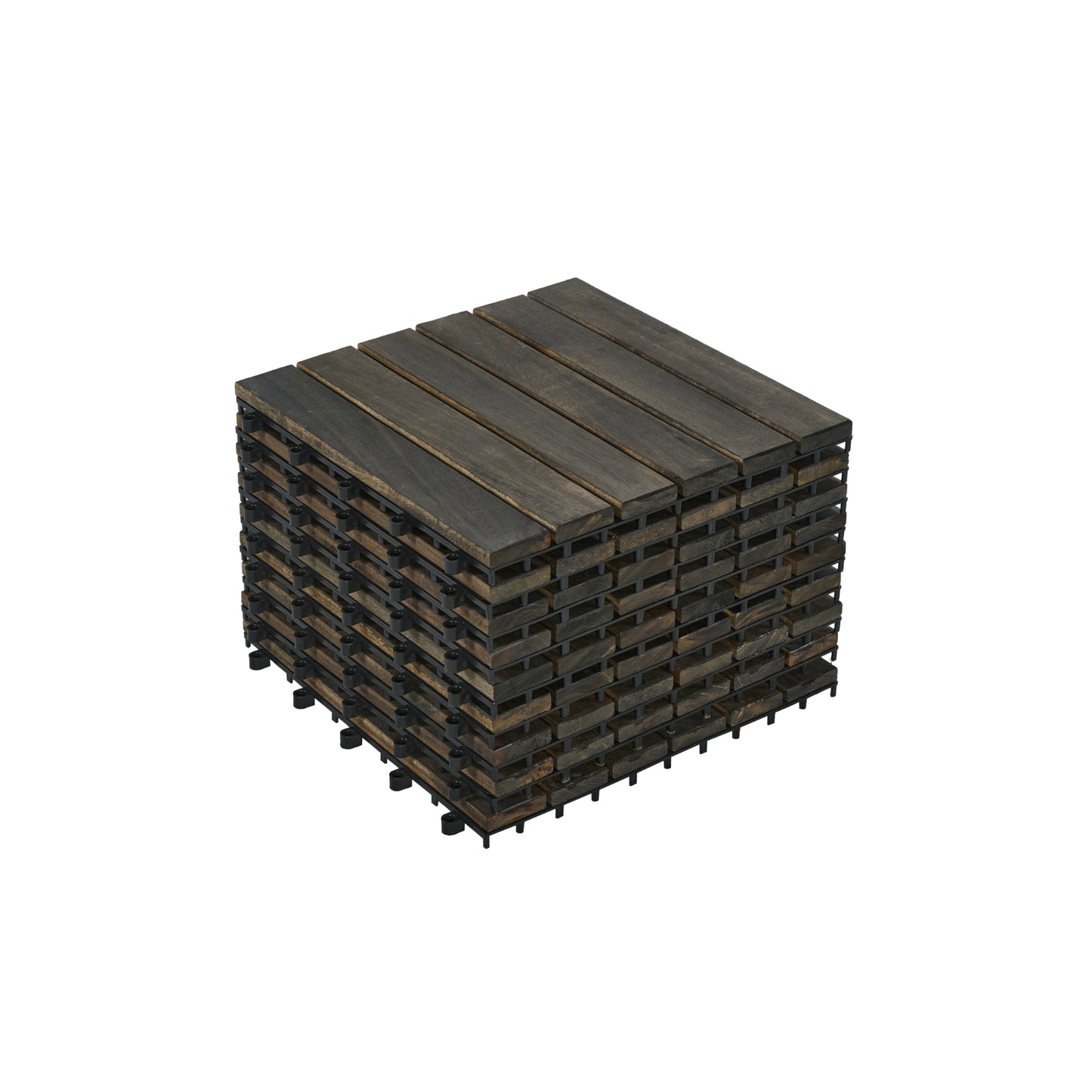 Interlocking Deck Tiles 12x12 inch Dark Brown Acacia Hardwood Outdoor Flooring Set