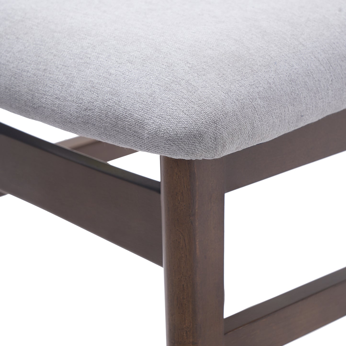 Set of 2 Modern Scandinavian Dining Chairs - Gray Fabric & Brown Wood