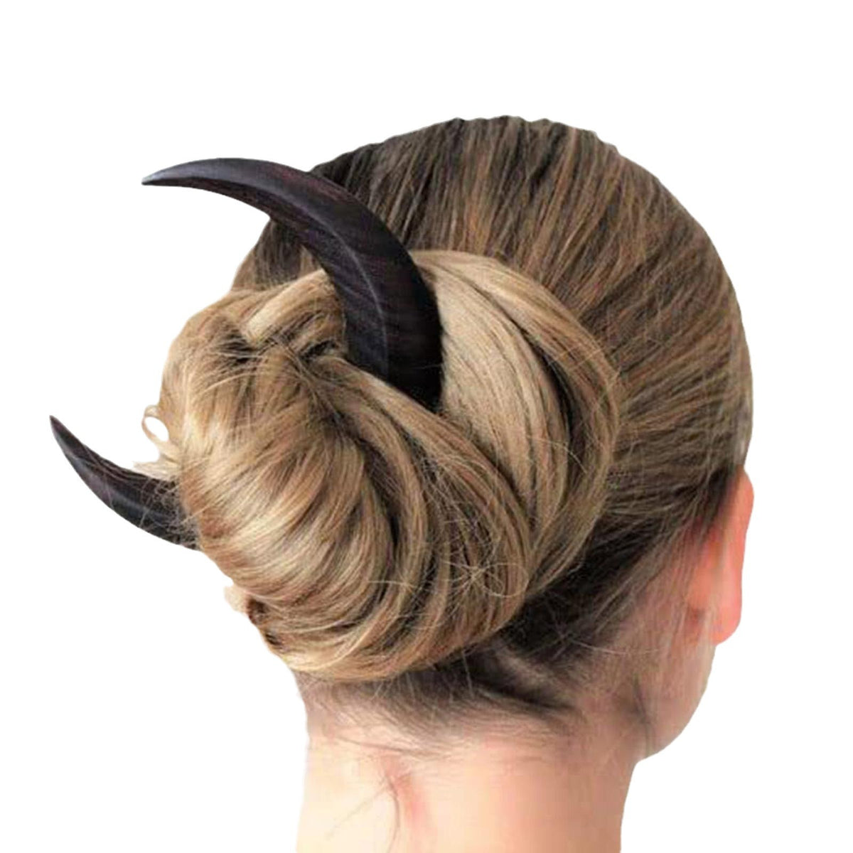 Wooden Crescent Hair Barrette - Black, Brown