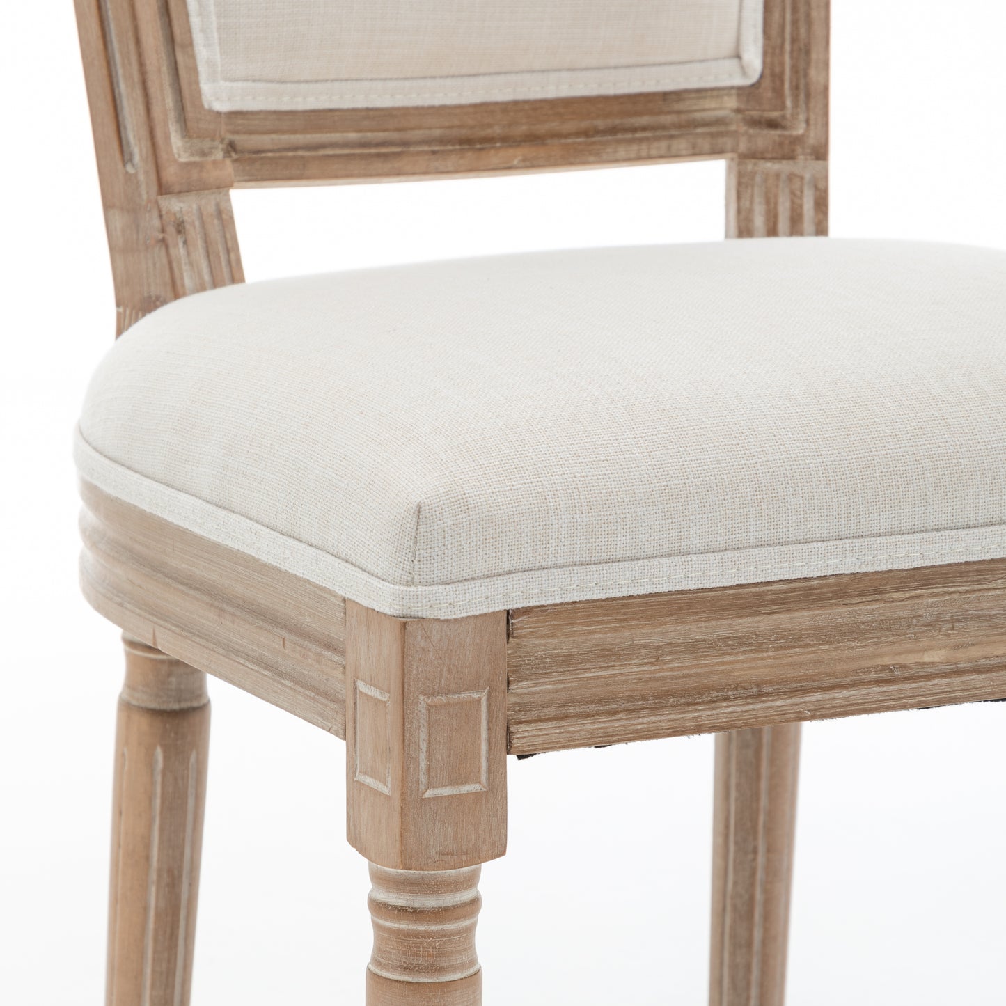 Farmhouse Dining Chairs - Solid Wood Frame with Cushioned Seat, Set of 2, Beige