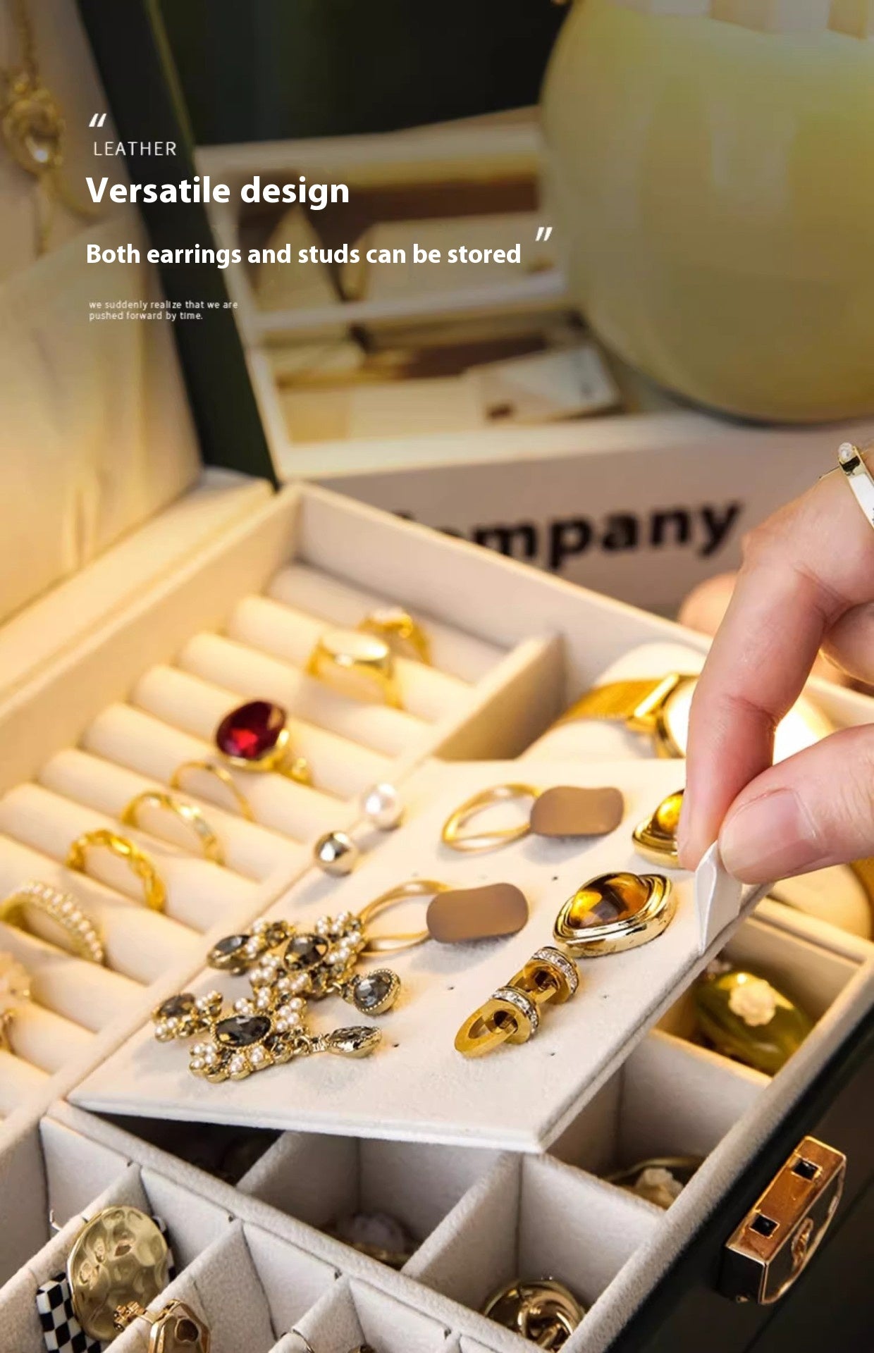 Multi-Compartment Jewelry Storage Box with Removable Drawer - Elegant Necklace and Earring Organizer