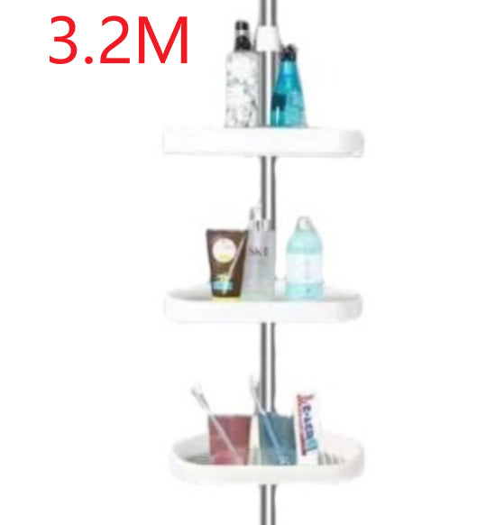 Telescoping Bathroom Storage Rack Punch Free Stainless Steel 3 Layers