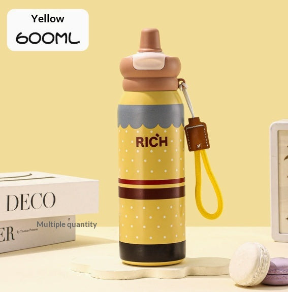 Insulated Stainless Steel Travel Mug with Straw - Large Capacity Coffee Cup