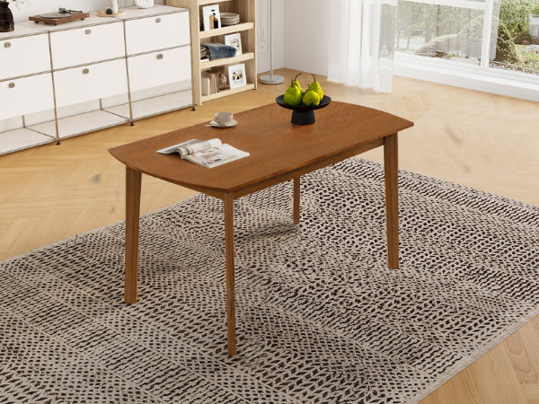 Farmhouse Dining Table Set for 4 with Upholstered Chairs - Brown & Beige