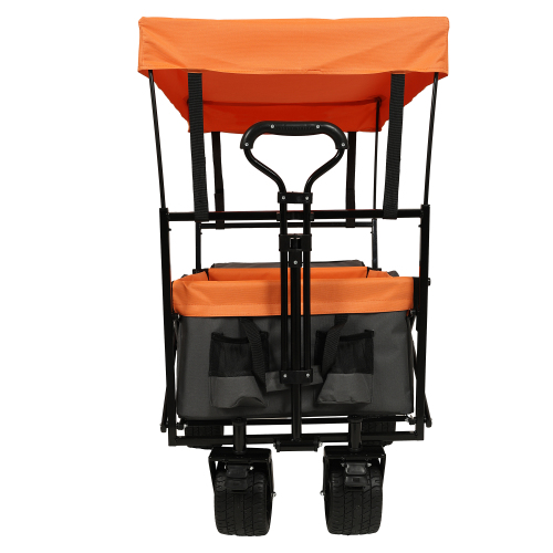 Large Capacity Collapsible Wagon with Canopy and Mosquito Net - All-Terrain Wheels, Foldable Garden Cart