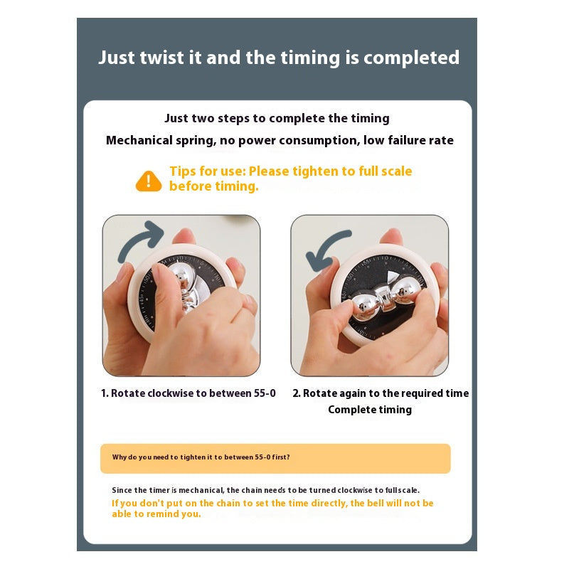Mechanical Kitchen Timer Egg Boiling Reminder with Magnet - Multiple Colors