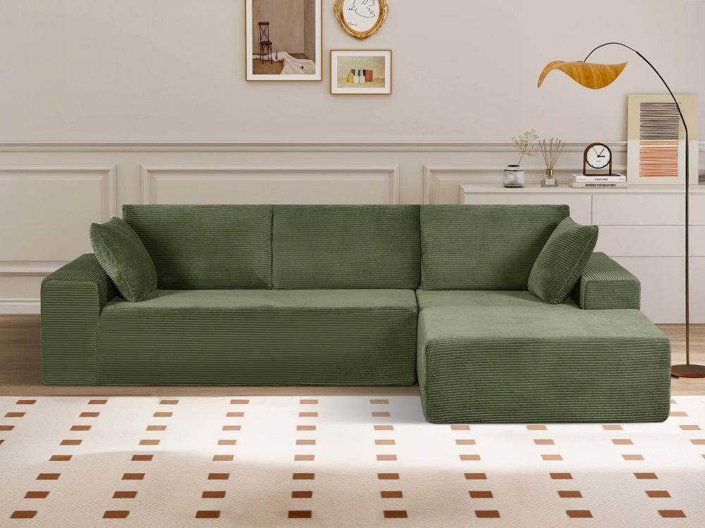 CozyForm Convertible Sectional Sofa In Soft Corduroy, Modern Comfy