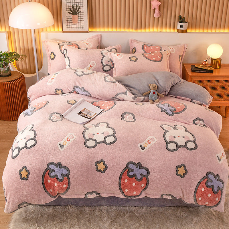 Coral Fleece Duvet Cover Set - Multiple Sizes & Styles