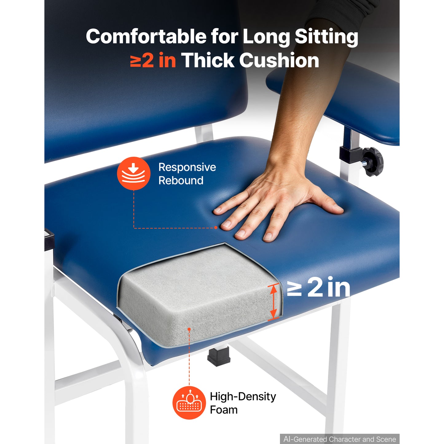 Blood Draw Examination Chair 500LBS Capacity Medical Blood Collection Chair with Adjustable Armrests