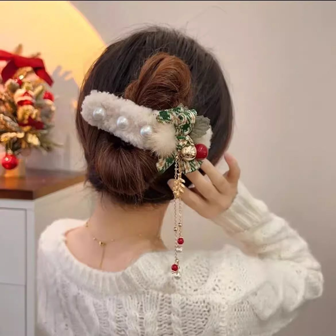 Plush Bow Hair Barrettes for Women