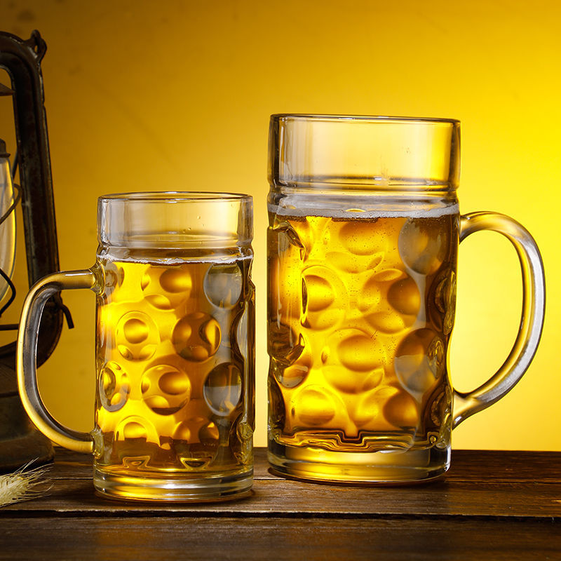 Large Capacity Glass Beer Mug with Handle - 600ML & 1200ML Options