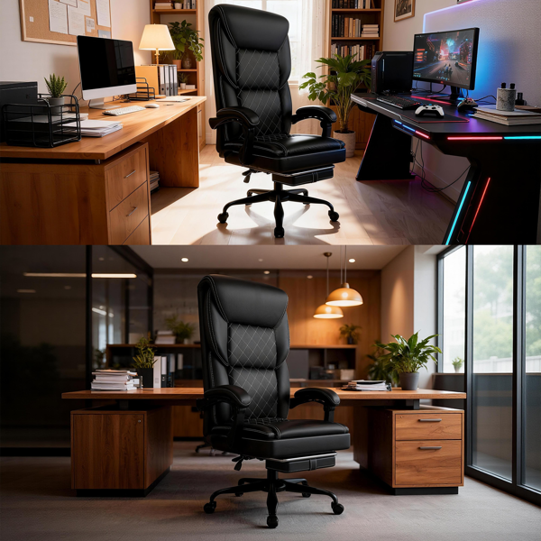 Ergonomic Gaming Chair with Inflatable Lumbar Support and Footrest