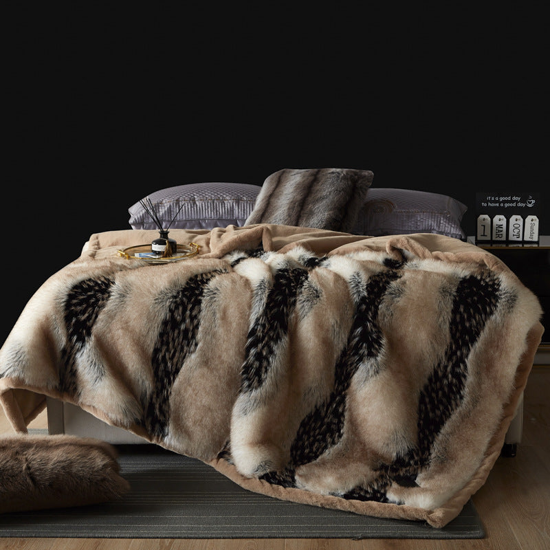 Faux Fox Fur Winter Throw Blanket for Sofa - Soft, Plush Home Decor