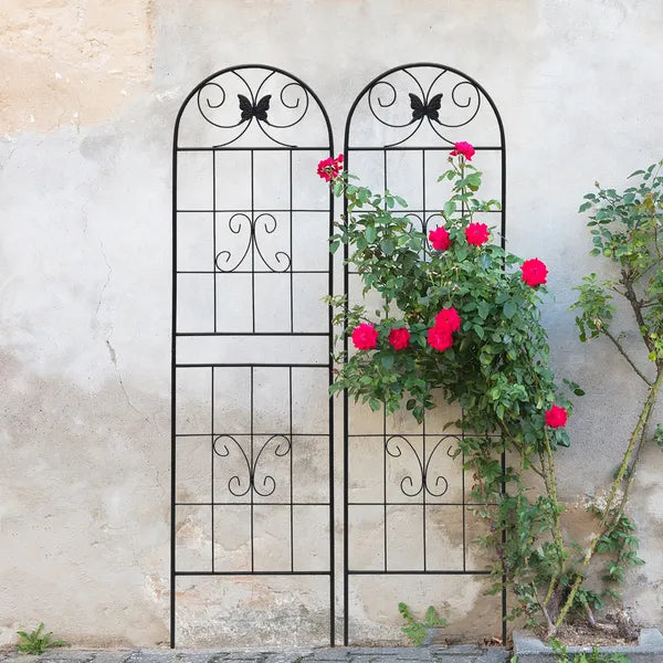 Metal Garden Trellis 71" x 19.7" - 2 Pack, Rustproof Black Support