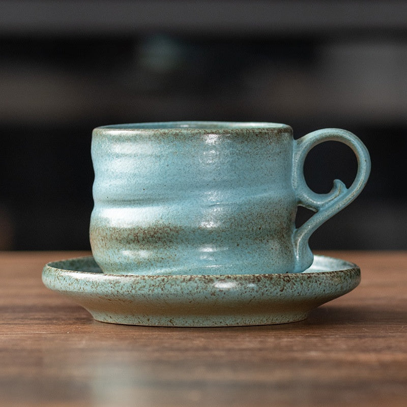 Coarse Vintage Ceramic Coffee Cup - Retro Style, 270ml