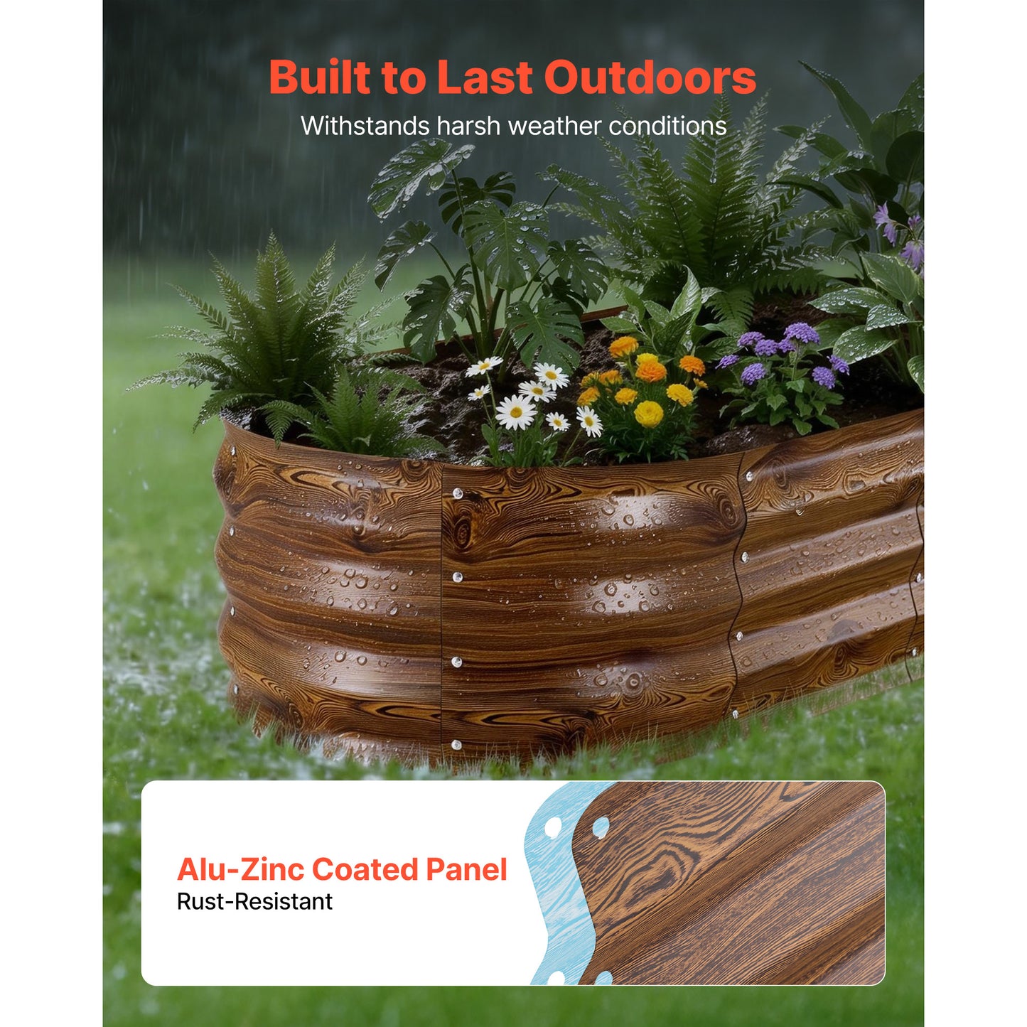 Galvanized Raised Garden Bed Kit - 4x2x1 Ft Outdoor Planting Box with Gloves