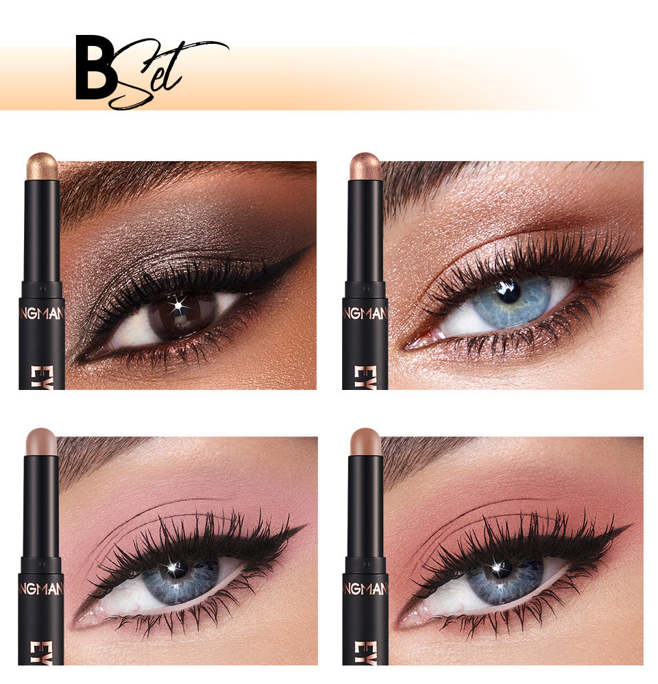 8 Color Eye Shadow Stick Set - Smudge-Resistant, Long-Wear Makeup