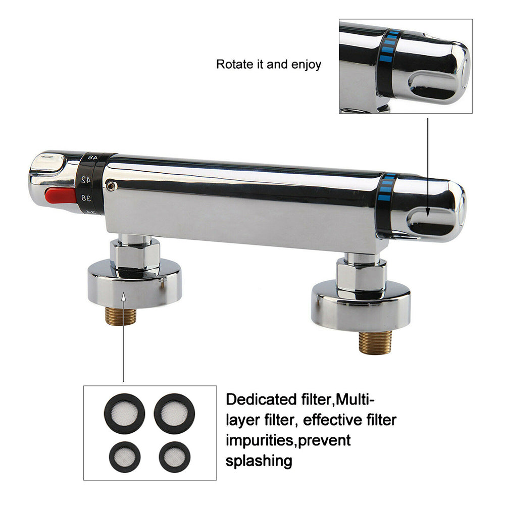 Copper Thermostatic Rain Shower Faucet Control - Bathroom Plumbing Valve