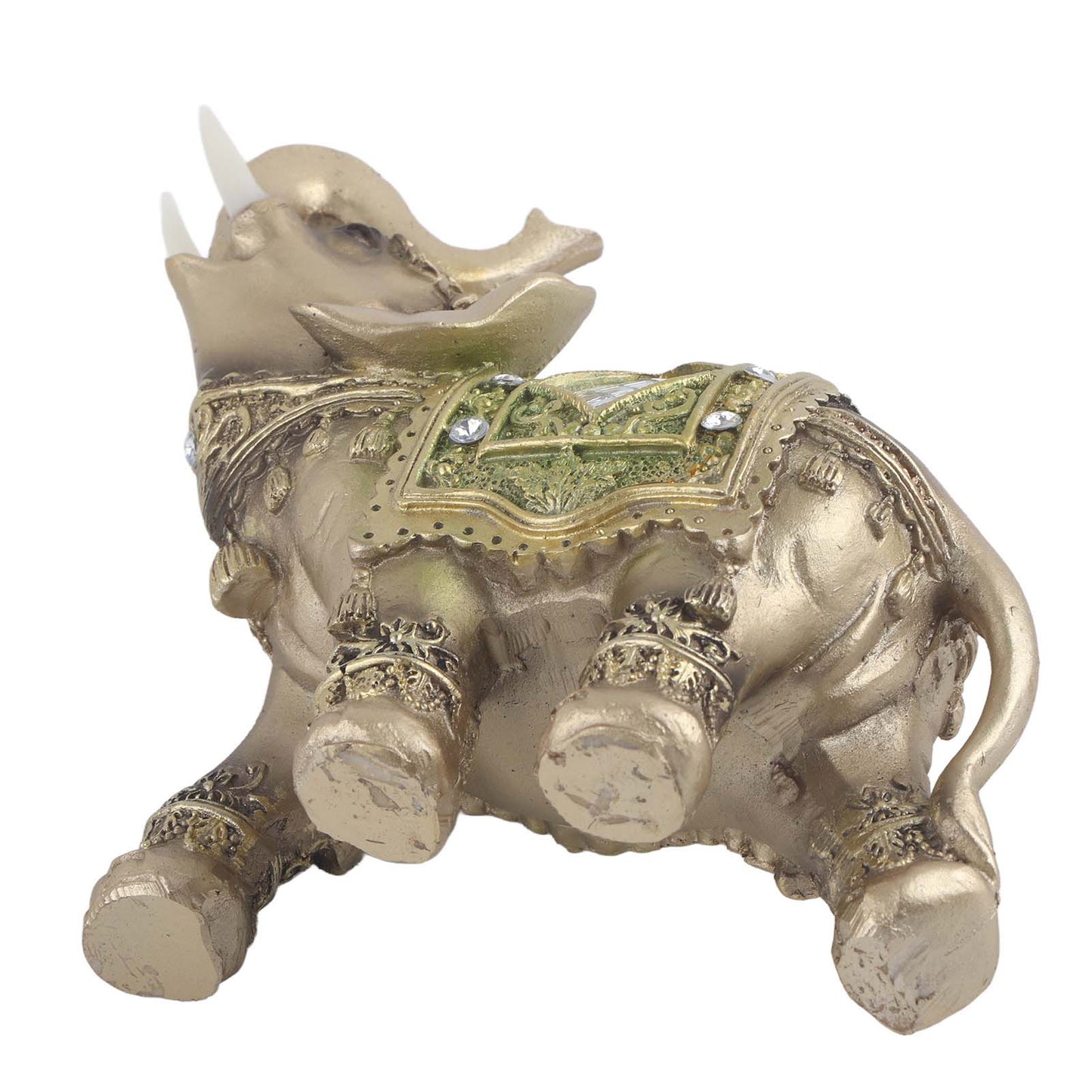 Feng Shui Green Elephant Statue - Wealth Figurine for Home Decor