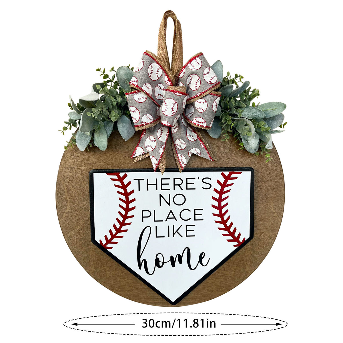 Front Door Summer Decoration Garland - Baseball Floral Wreath for Home & Garden