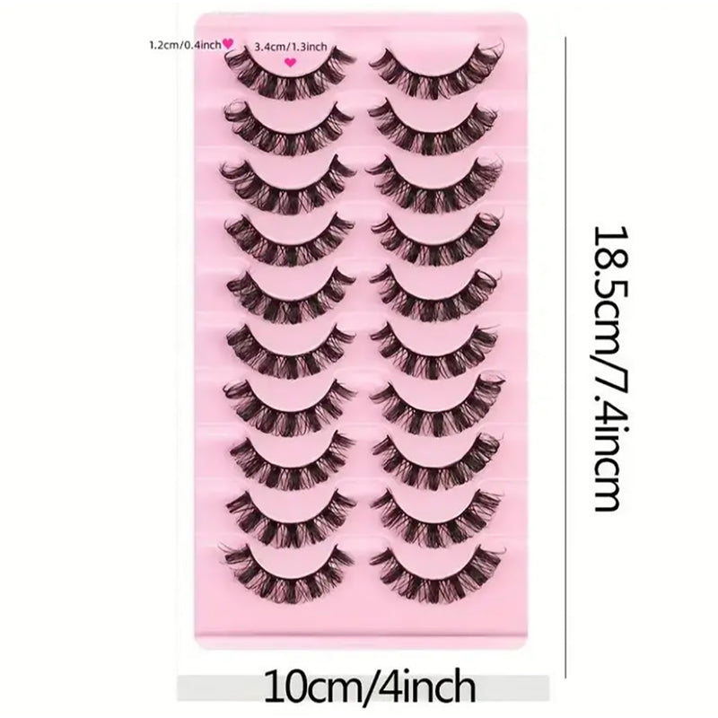 10 Pairs Faux Mink Cluster Eyelashes - Fluffy Long Dramatic Lash Set