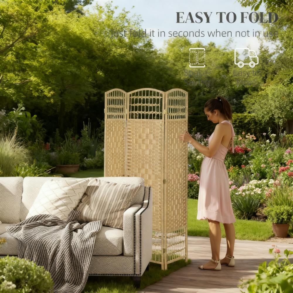 8 Panel Folding Room Divider Privacy Screen - Natural