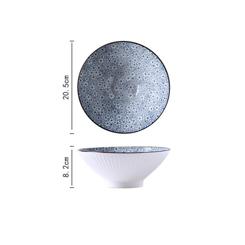 Deepened Ceramic Ramen Bowl - Kitchen Tableware with Multiple Colors