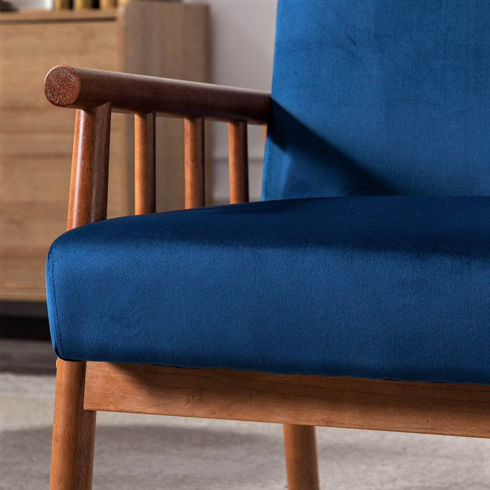 25 Wide Classic Mid-Century Modern Arm Chair, Dark Blue