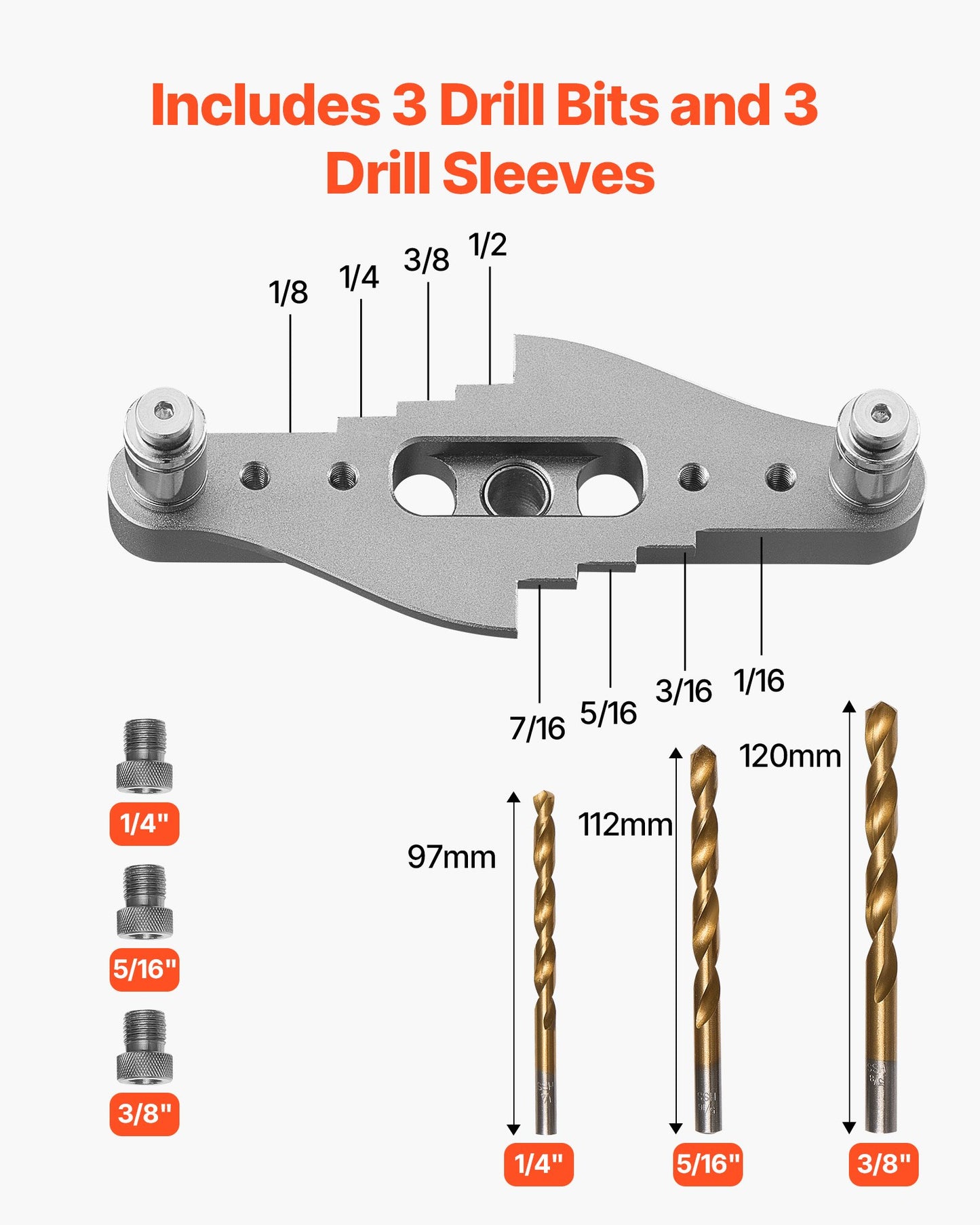 Self-Centering Dowel Jig Kit for Woodworking - Includes 3 Drill Sizes