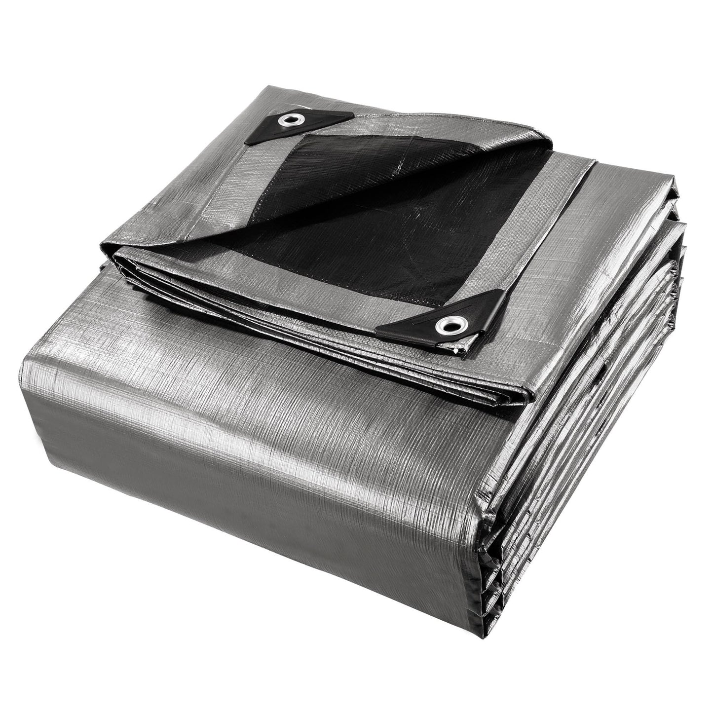 Heavy Duty Poly Tarp 30x40ft Waterproof UV-Resistant Silver Black Shelter Cover