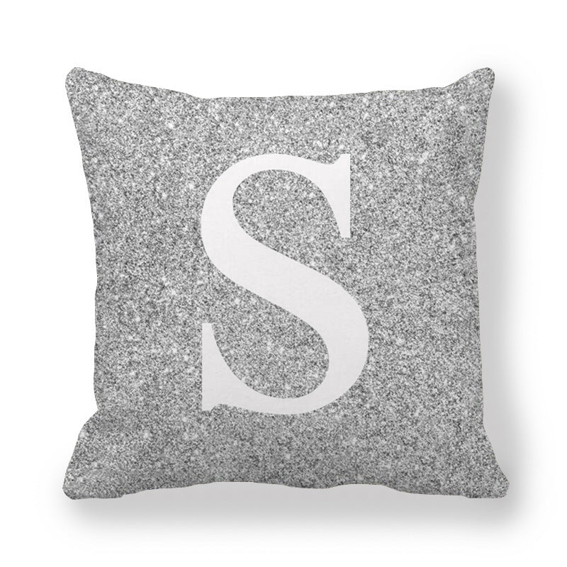 Gray Shading Encrypted English Letters Pillow Cover 45x45cm Fabric Home Decor